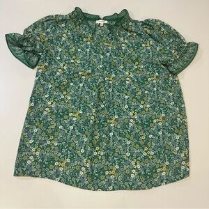 Max Studio Floral Green Women’s Shirt Size Medium